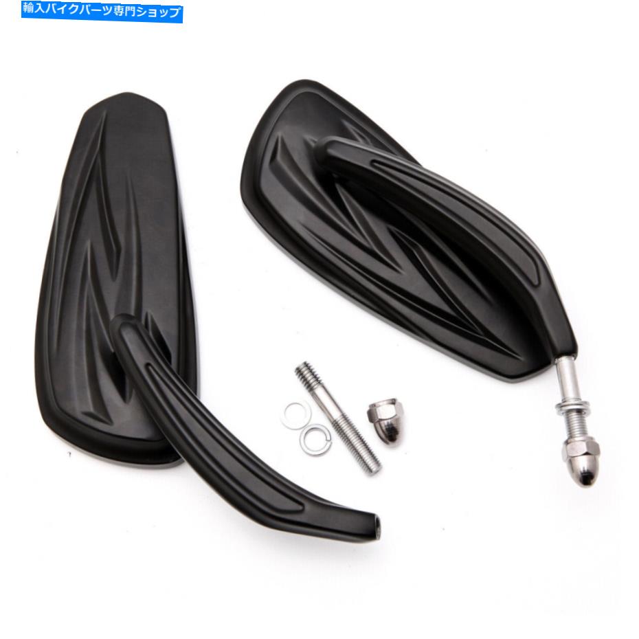 Mirror ハーレーファットボーイのための折りたたみ式黒のテーバルリアビューサイドミラー1990-2020 Foldable Black Tapered Tribal Rear View Side Mirrors For Harley Fatboy 1990-2020