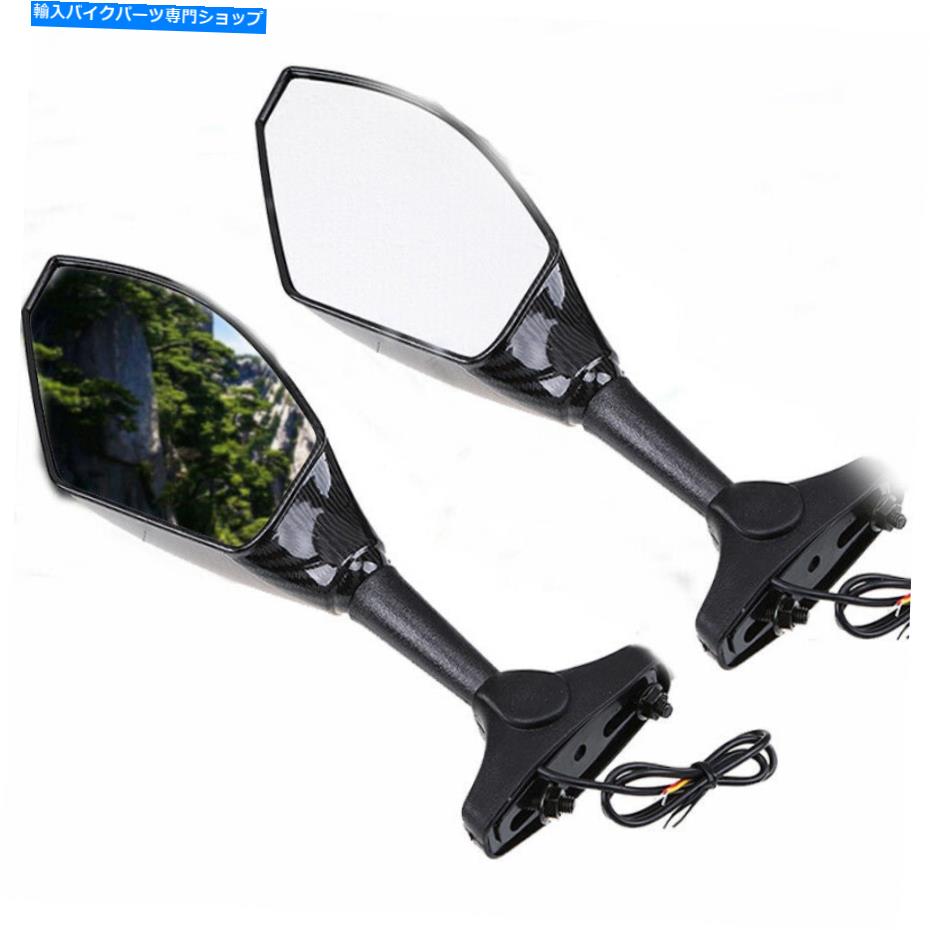 Mirror 12V LEDターン信号リアビューミラーガラスハウジングブラックフィットホンダCBR600 12V LED Turn Signals Rear View Mirror Glass Housing Black Fit for Honda CBR600