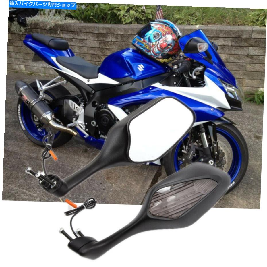 Mirror スズキGSXRホンダCBR1000RR用オートバイLEDターン信号バックミラー Motorcycle LED Turn Signal Rearview Mirrors For Suzuki GSXR Honda CBR1000RR