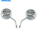 Mirror クロームフラミングスカルラウンドミラーW 4 "ハーレー0640-1419 Chrome Flaming Skull Round Mirrors w 4" Round Stem for Harley 0640-1419