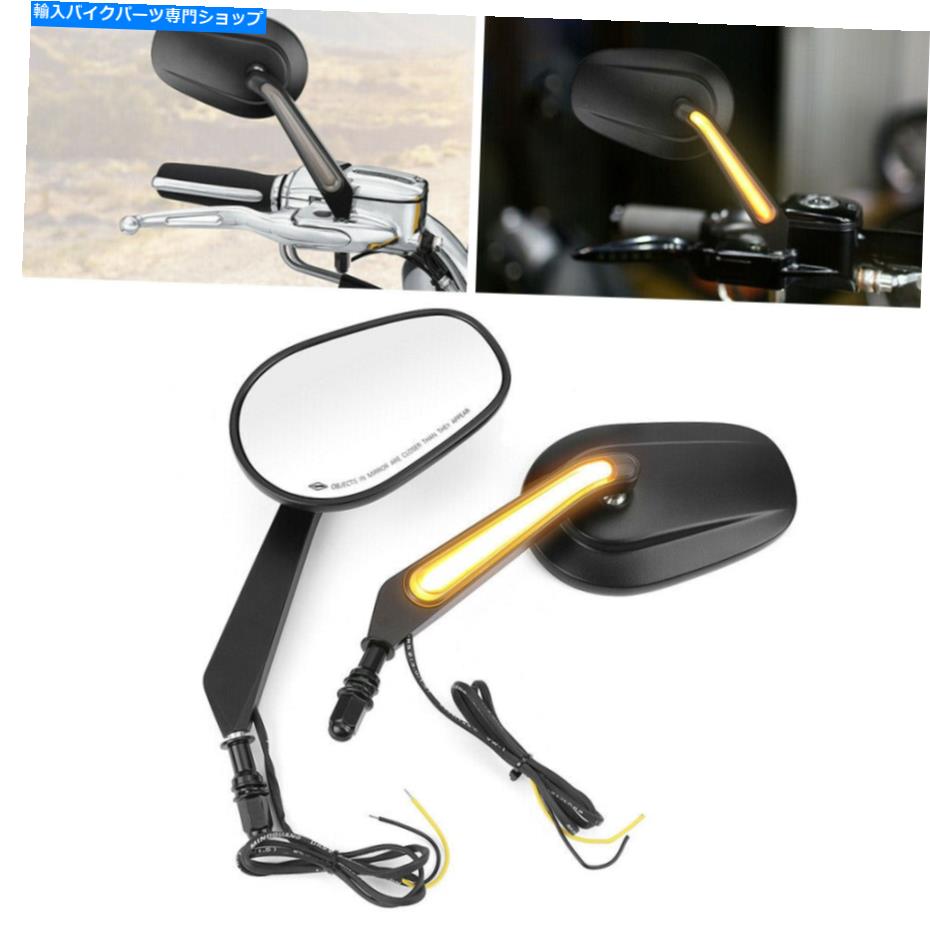 Mirror ブラックリアビューミラーLEDハーリースポーツスター883 1200 DYNA Vrod Black Rear View Mirro..