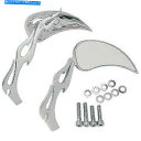 Mirror ドラッグスペシャリティーフレームティアドロップミラーハーレー Drag Specialties Flame Teardrop Mirrors with Sculptured Stem for Harley