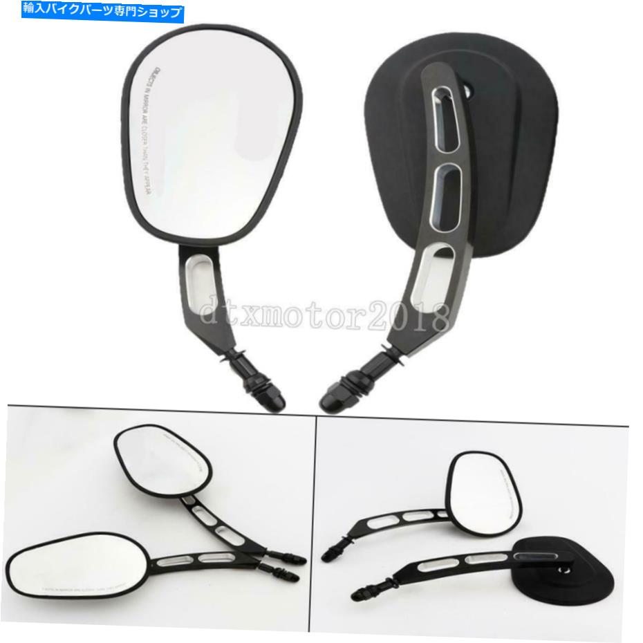 Mirror ハーレースポーツストリートスーパーツアーワイドグライドのためのブラックオートバイリアビューミラー Black Motorcycle Rear View Mirrors For Harley Sport Street Super Tour Wide Glide