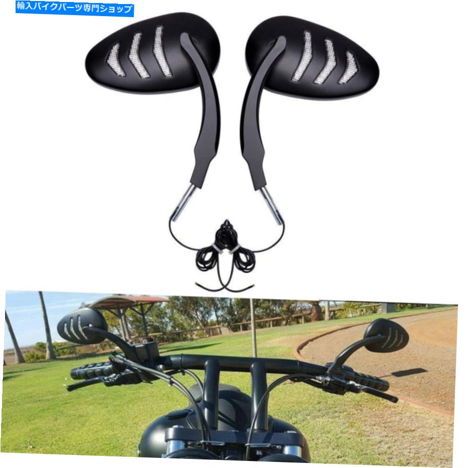 Mirror Harley Dyna Softail Sportsterツーリング用ブラックLEDターンシグナルサイドミラー Black LED ..