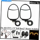 Mirror Polaris 1.75 "ロールバーw / LEDターン信号ライトのためのUTV背面図サイドミラー UTV Rear View Side Mirrors For Polaris 1.75" Roll Bar w/ LED Turn Signal Lights