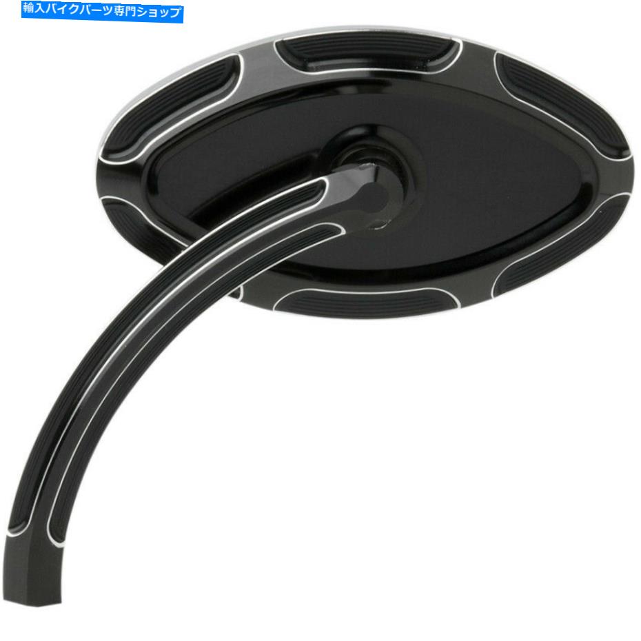 Mirror Arlen Ness黒斜め短いステム左サイドハンドルミラーハーレーまたはメトリック Arlen Ness Black Beveled Short Stem Left Side Handlebar Mirror Harley or Metric