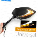 Mirror Kiwav Mirrors Lucifer Black Dual LED順次Ver。カスタムオートバイεフィット KiWAV mirrors Lucifer black dual LED sequential ver. fits custom motorcycle ε