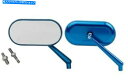 Mirror ハンドルバーミラーセットのアーレンネスグロス青い楕円形の凸面サイドビューネジ Arlen Ness Gloss Blue Oval Convex ...