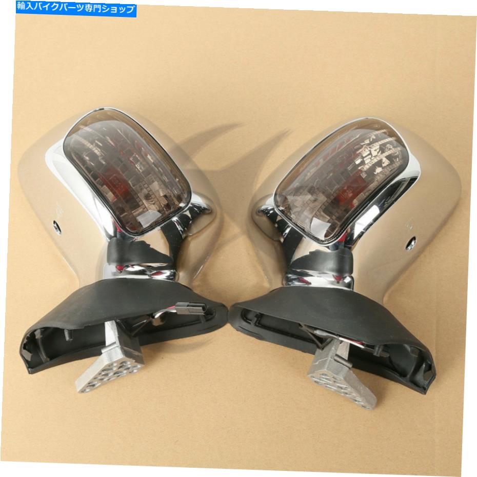 Mirror スモークレンズリサイブサイドミラーターン信号フィットホンダゴールドウィングGL1800 01-17 Smoke Lens Rearview Side Mirror Turn Signal Fit For Honda Goldwing GL1800 01-17