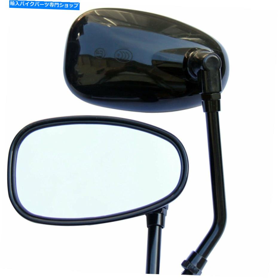 Mirror 1pair光沢のある黒い楕円形の鏡Foryamaha Raider S VスターVirago Vmax 1Pair Glossy Black Oval Mirrors ForYamaha Raider S V star Virago Vmax