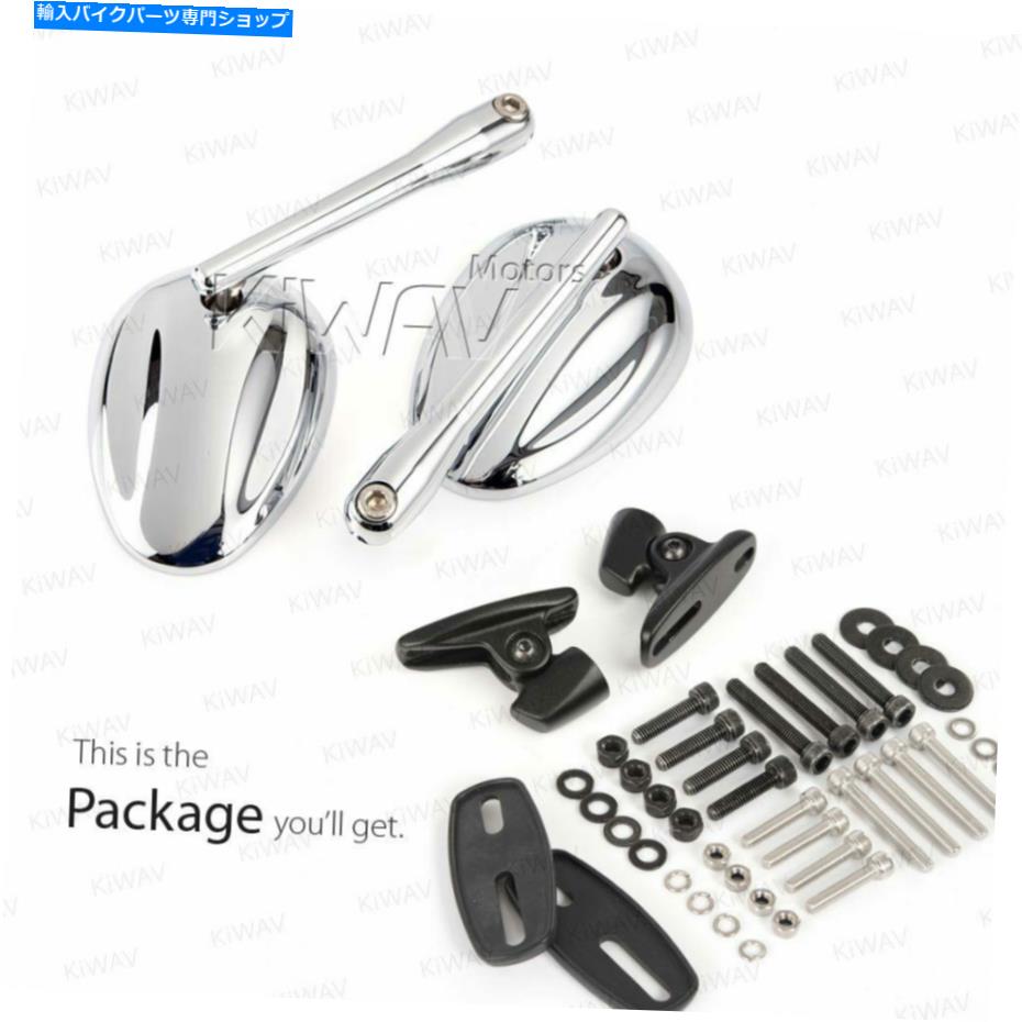 Mirror フェアリングミラー非球面クロム楕円ブラックベースDUCATI 1199パニゲール14 ' Fairing Mirrors aspheric chrome ELLIPSE black base fits Ducati 1199 Panigale 14'