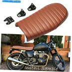 シート Honda CB鈴木ヤマハXJのための茶色のフラットスタイルのカフェレーサーの座席ビンテージレザー Brown Flat Style Cafe Racer Seat Vintage Leather for Honda CB Suzuki Yamaha XJ