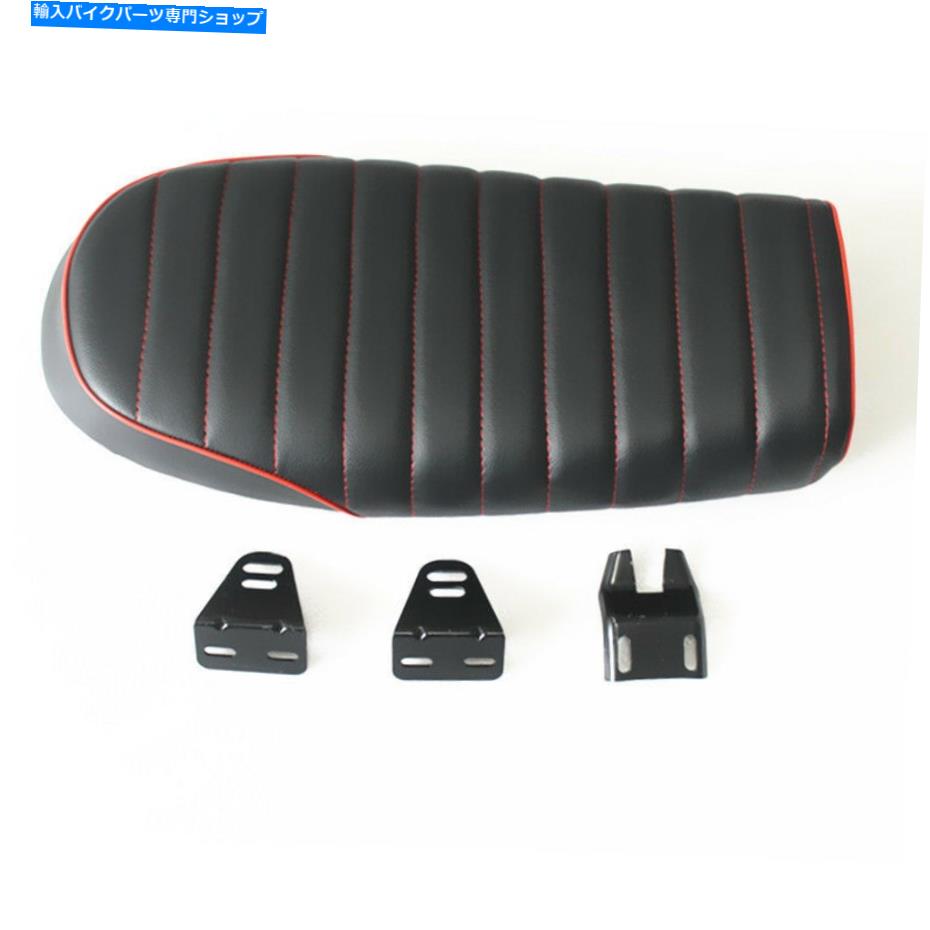 シート オートバイシートブラックヴィンテージフラットブラットスタイルトラッカーカフェレーサースズキT305 Motorcycle Seat Black Vintage Flat Brat Style Tracker Cafe RacerFor Suzuki T305