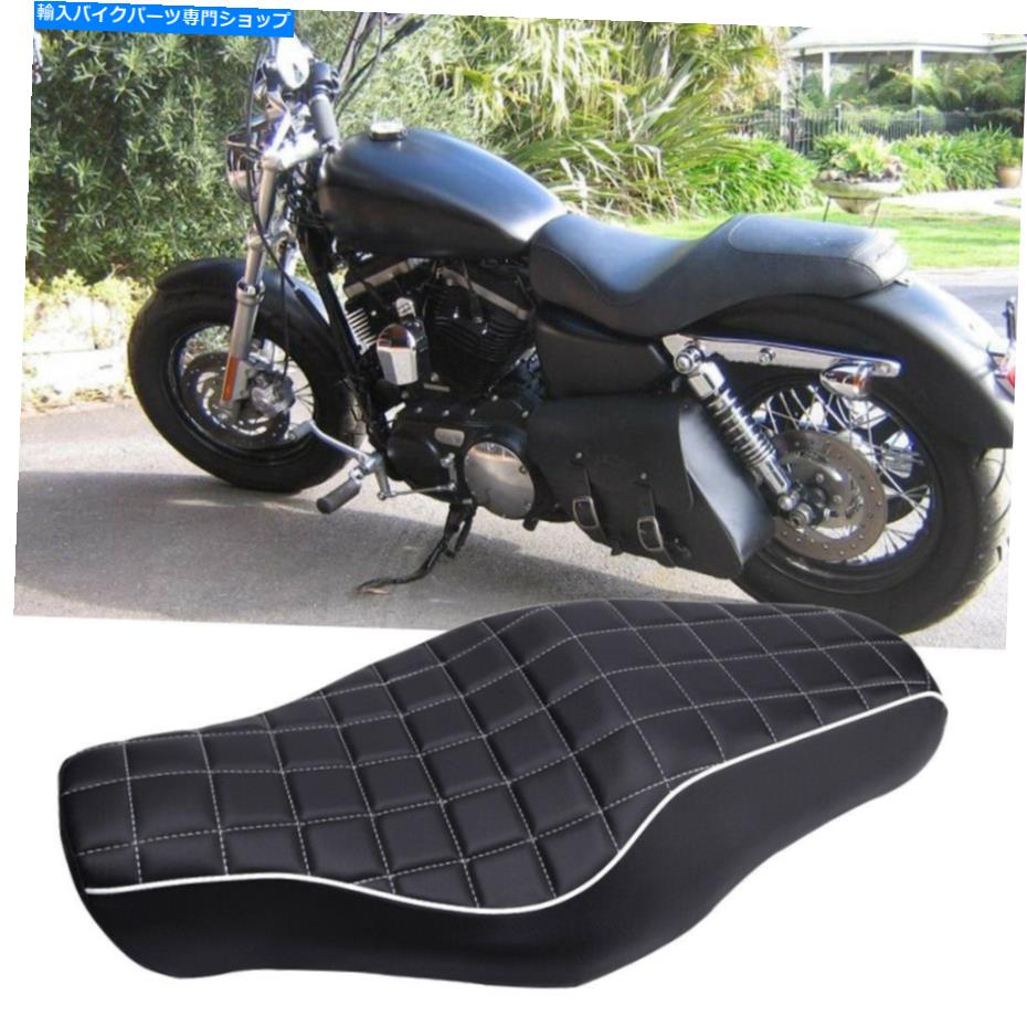 シート ハーリースポーツスターXL883 1200 72のためのオートバイの運転手の乗客の2つの上の座席黒 Motorcycle Driver Passenger Two Up Seat Black For Harley Sportster XL883 1200 72
