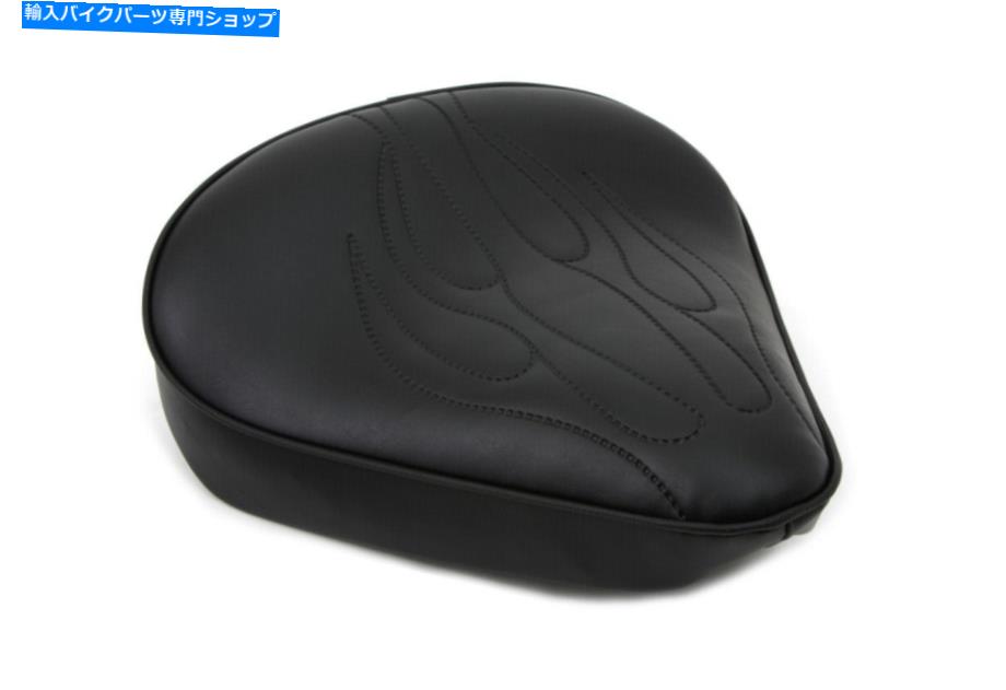 シート 炎のステッチの黒いソロの座席ラージフィットハーレー - ダビッドソン Black Solo Seat with Flame Stitch Large fits Harley-Davidson