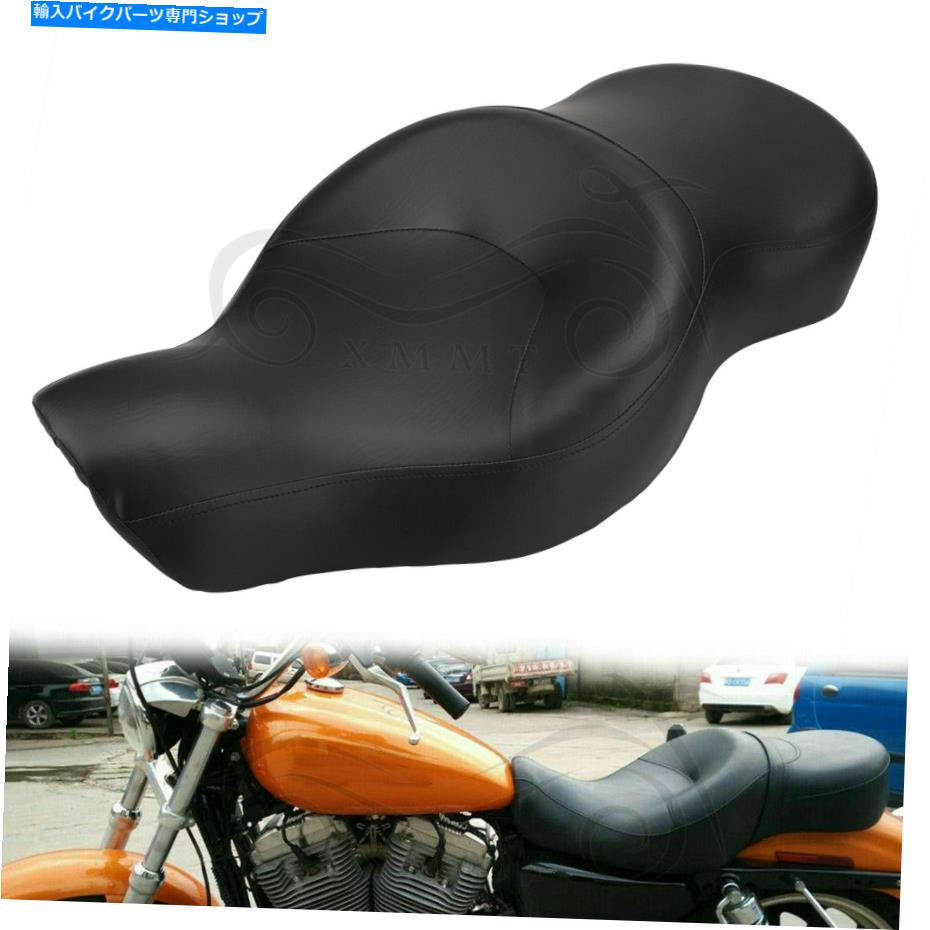 シート Harley Sportster XL883 1200のための黒の滑らかな2つの旅客運転者の運転者の座席 Black Smooth Two Up Passenger Driver Rider Seat For Harley Sportster XL883 1200