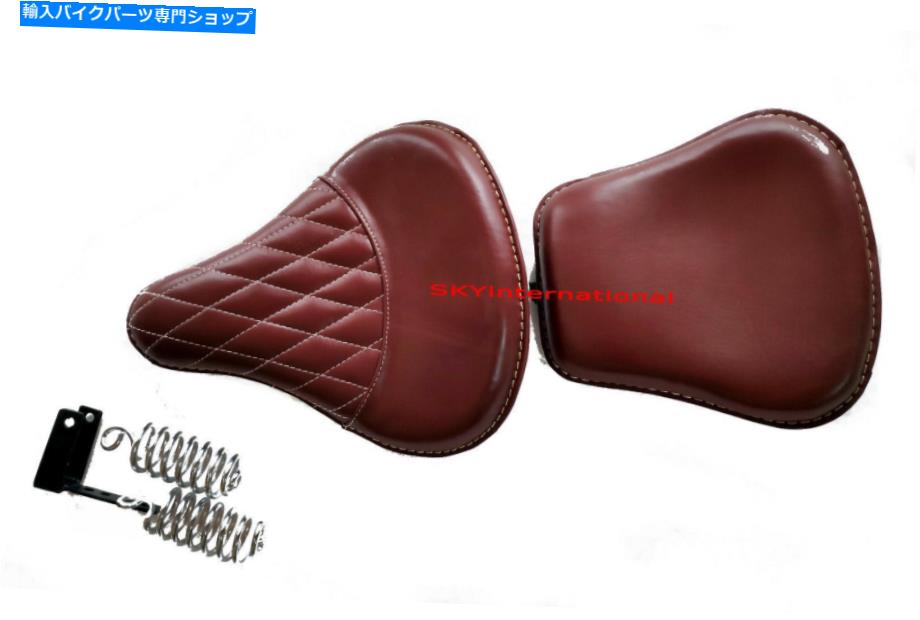 シート ロイヤルエンフィールドクラシック350/500のためのフロント＆リアシートブラウン本物のレザーフィット Front & Rear Seat Brown Genuine Leather Fit For Royal Enfield Classic 350/500