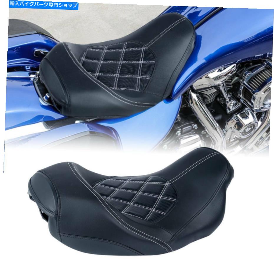シート ハーレーツーリングストリートグライドロードキング09-21のフロントドライバーピリオンシートフィット Front Driver Pillion Seat Fit For Harley Touring Street Glide Road King 09-21