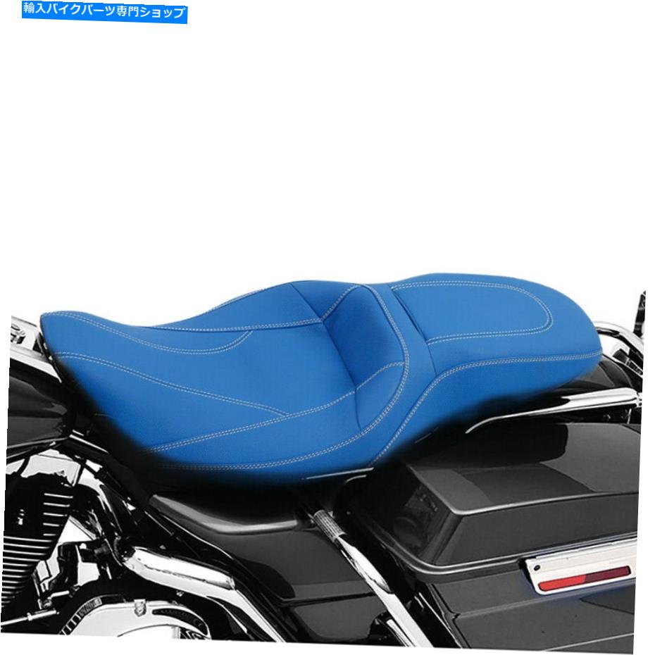 シート 青いドライバーライダーの助手席フィットのためのハーレーツーリングストリートグライド09-後 Blue Driver Rider Passenger Seat Fit For Harley Touring Street Glide 09-later