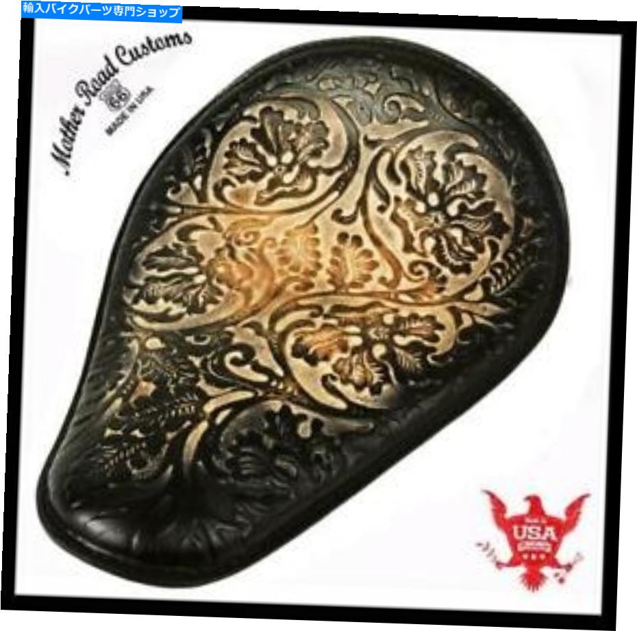 シート スプリングシートチョッパーボバーハーレースポーツスターホンダ11x14 Blkbrn Oak Leafレザー Spring Seat Chopper Bobber Harley Sportster Honda 11x14 BlkBrn Oak Leaf Leather