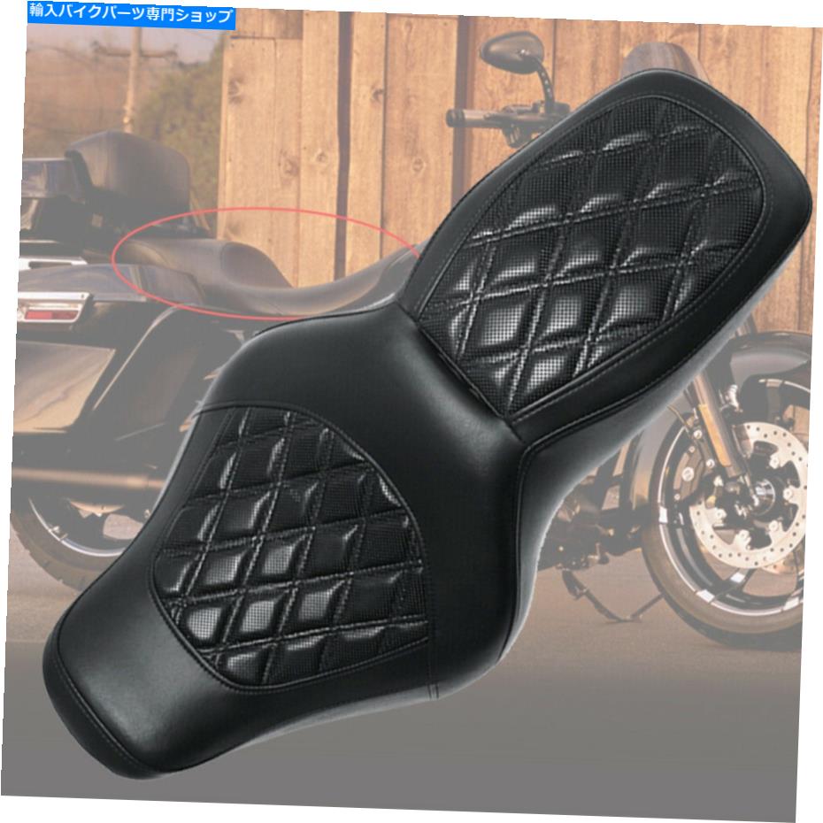 シート ブラックダイヤモンドツウーアップシートドライバー乗客用ハーレーロード1997年から2006年 Black Diamond TWO-UP Seat Driver Passenger For Harley Road King-FLHR 1997-2006