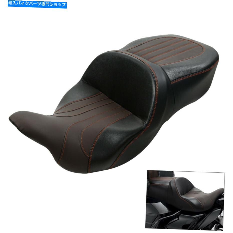 シート ブラックブラウンドライバーの助手席シートフィットハーレーロードグライドストリートグライド09-20 Black Brown Driver Passenger Seat Fit For Harley Road Glide Street Glide 09-20