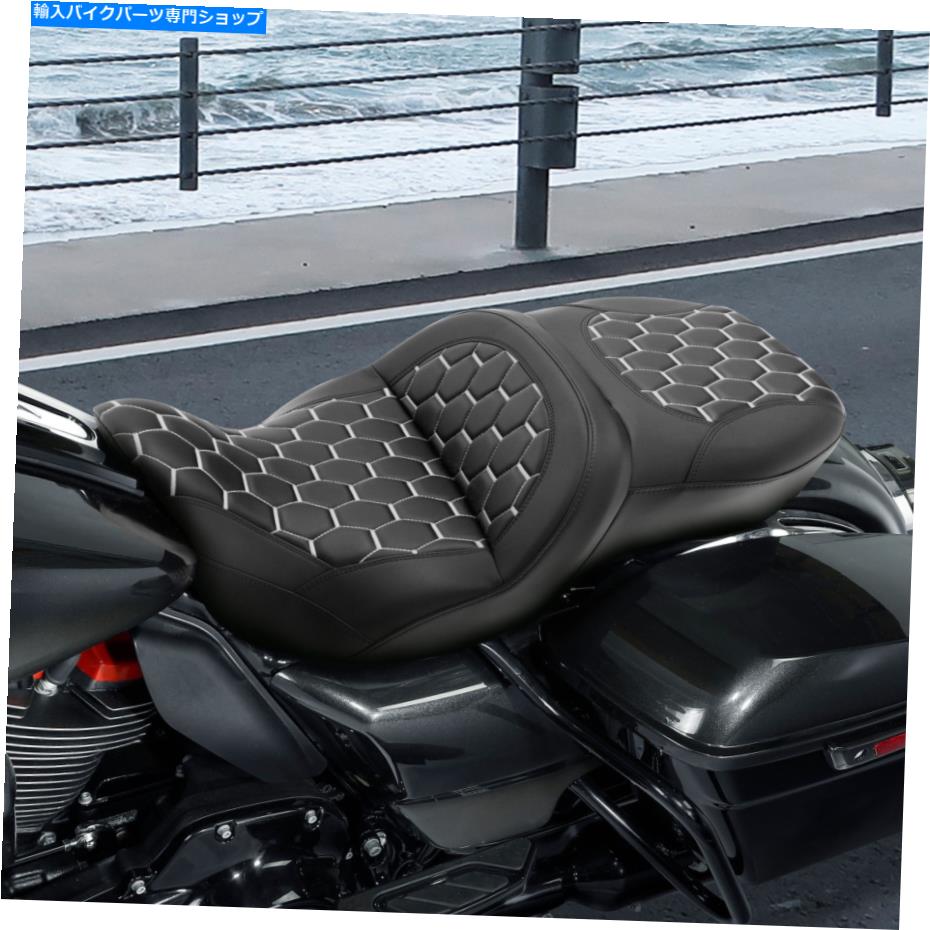 シート ハーレーストリートグライド19-21 2020ブラック＆ホワイトのライダードライバー旅客席フィット Rider Driver Passenger Seat Fit For Harley Street Glide 19-21 2020 Black& White
