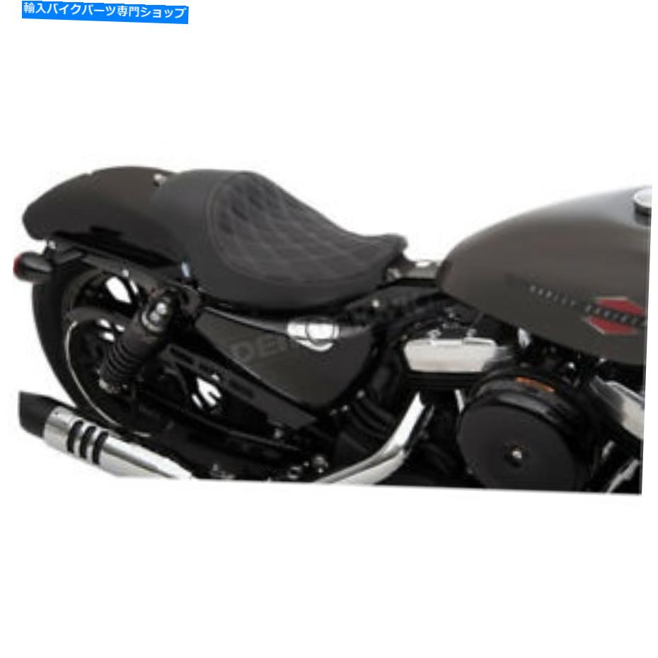  ɥåڥå֥å3/4֥ɥСƥåӥˡ륽 - 0804-0745 Drag Spec Black 3/4 Double-Diamond Silver Stitch Vinyl Solo Seat - 0804-0745