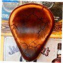 シート ボベルチョッパーカスタムレザーソロシート「ドロップエレクトリックビンテージブラウン/サドルタン」 Bobber Chopper Custom leather Solo Seat "Drop electric vintage brown/saddle tan"