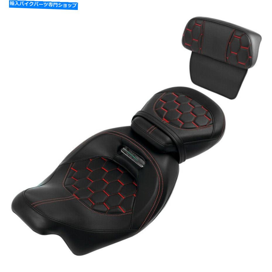 シート 運転席客室+背もたれパッドフィットハーレーツーリングストリートグライド14-21 Driver Passenger Seat + Backrest Pad Fit For Harley Touring Street Glide 14-21