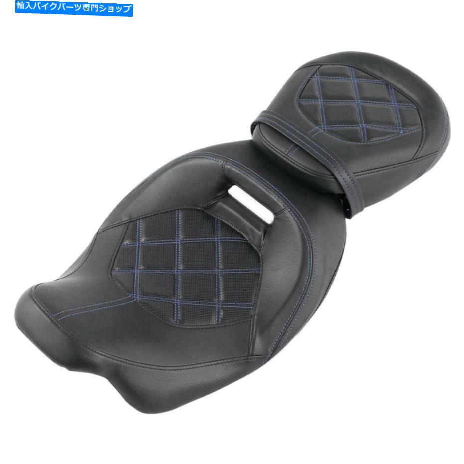 シート ブラックブルーステッチドライバー旅客席フィットハーレーロードキンググライド09-21 Black Blue Stitching Driver Passenger Seat Fit For Harley Road King Glide 09-21