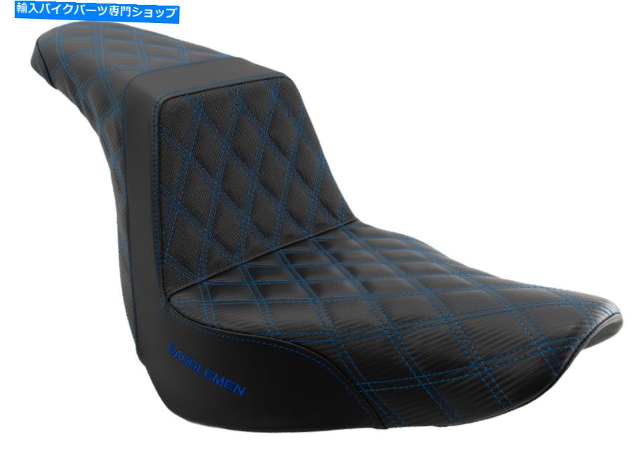 シート サドルメンブルーステップ2アップラティスステッチグリップシートハーレーソフトローライダー18+ Saddlemen Blue Step 2 Up Lattice Stitch Grip Seat Harley Softail Low Rider 18+