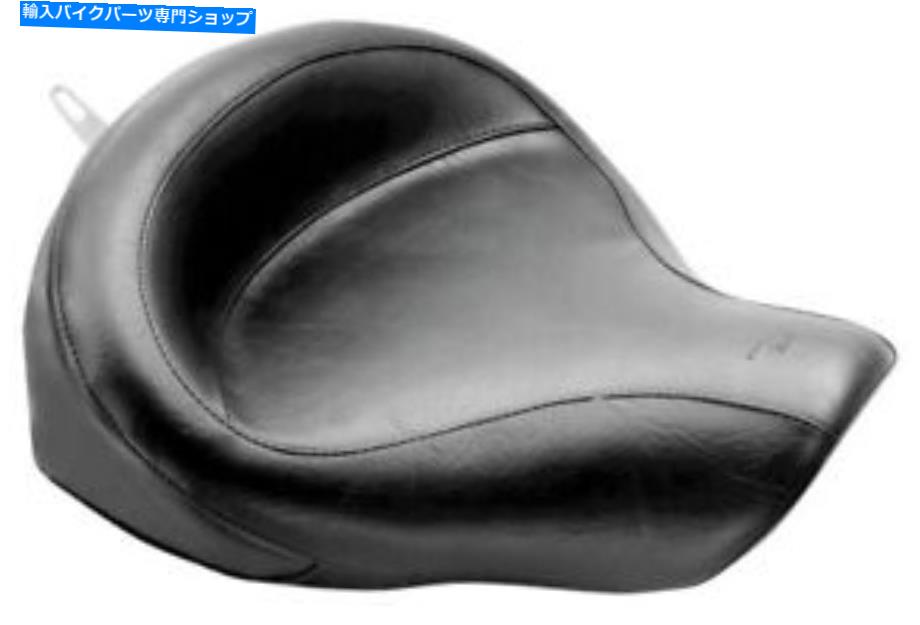シート バックサポートのためのマスタングブラックレザーワイドツーリングビンテージソロシート75762 Mustang Black Leather Wide Touring Vintage Solo Seat For Back Support 75762
