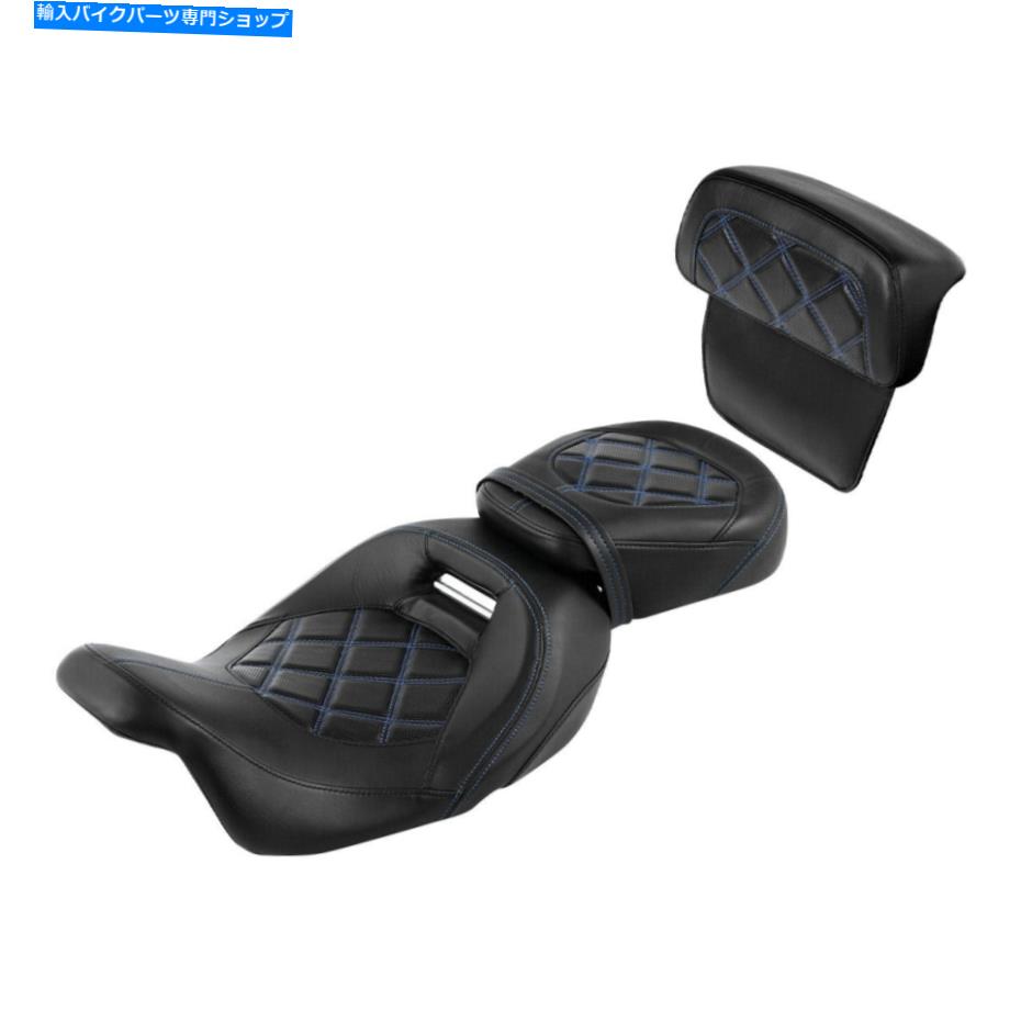 シート ハーレーエレクトログライド14-21のための青いステッチドライバーの旅客席の背もたれの背もたれ Blue Stitching Driver Passenger Seat Backrest Fit For Harley Electra Glide 14-21