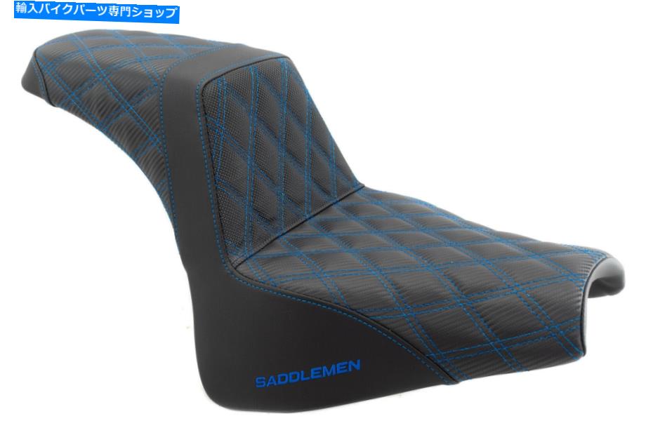 シート サドルメンブルーステップ2アップラティスダイヤモンドステッチシートハーレーソフト脂肪ボブM8 Saddlemen Blue Step 2 Up Lattice Diamond Stitch Seat Harley Softail Fat Bob M8