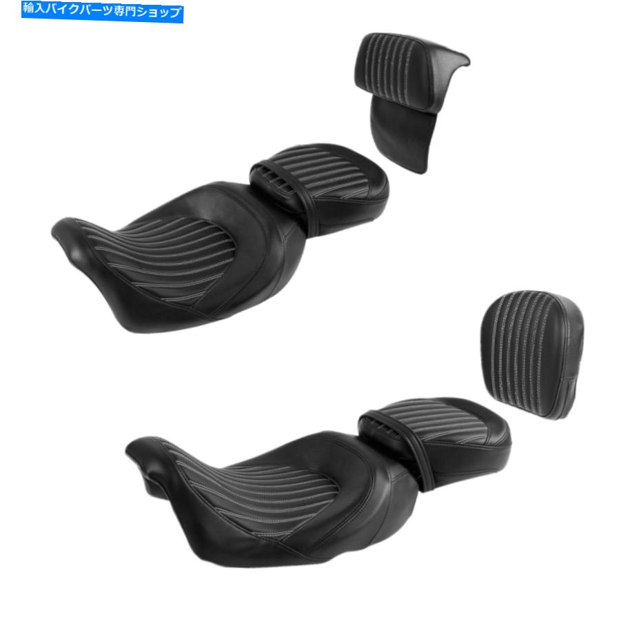 シート ハーレーストリートグライドのためのバックレストパッドフィット14-21 17 Rider Driver Passenger Seat W/ Backrest Pad Fit For Harley Street Glide 14-21 17