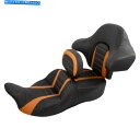 シート ハーレーロードキング14-21ブラックオレンジのためのライダードライバーの旅客席の背もたれフィット Rider Driver Passenger Sea...
