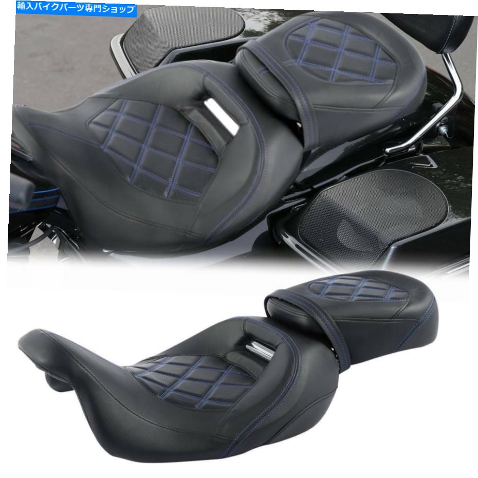 シート 革の運転席旅客座席フィットharley electra glide road king 2009-2021 Leather Driver Passenger Seat Fit For Harley Electra Glide Road King 2009-2021