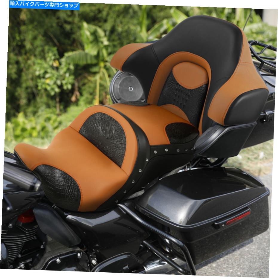 シート ブラックオレンジドライバーの助手席の座席の背もたれがハーレーストリートグライド14-21 Black Orange Driver Passenger Seat Backrest Fit For Harley Street Glide 14-21
