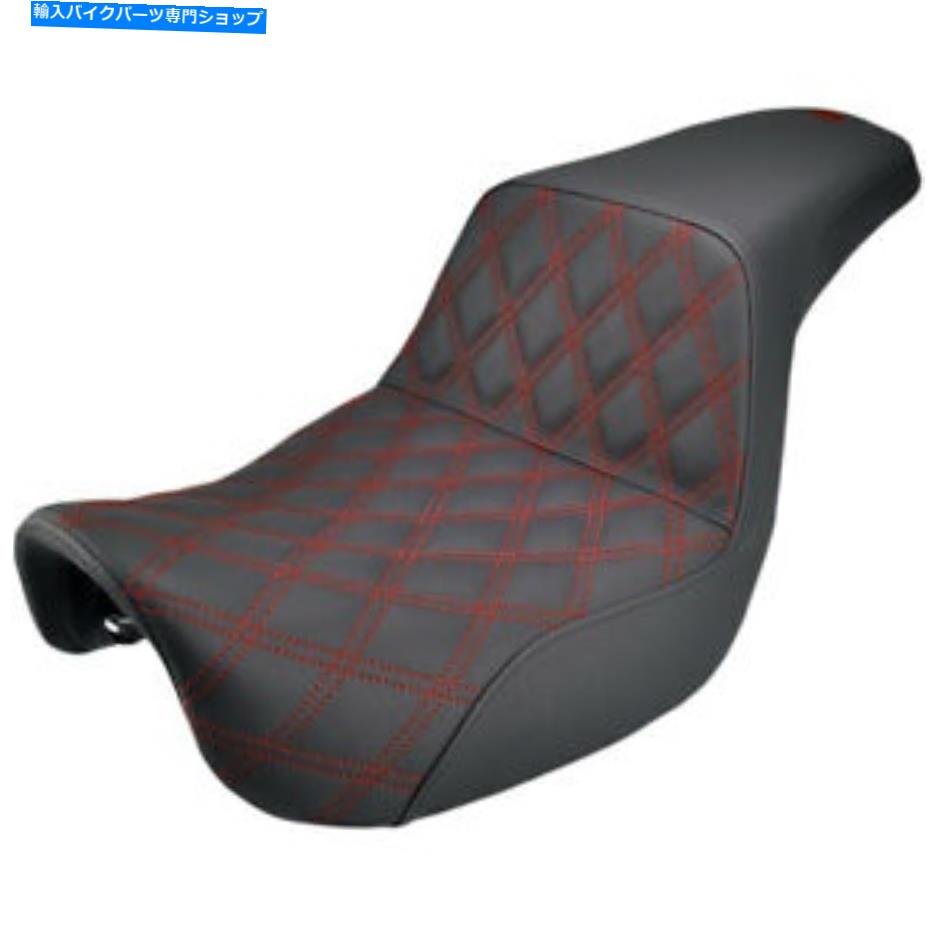 シート Saddlemenステップアップ格子レッドステッチシート2006-17ハーリーダイナFLD FXD FXDWG Saddlemen Step-Up Lattice Red Stitch Seat 2006-17 Harley Dyna FLD FXD FXDWG