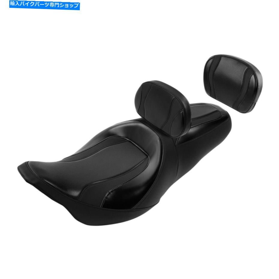 シート ハーレーロードストリートグライド09-21のためのバックレストフィットの黒いドライバの助手席 Black Driver Passenger Seat w/ Backrest Fit For Harley Road Street Glide 09-21