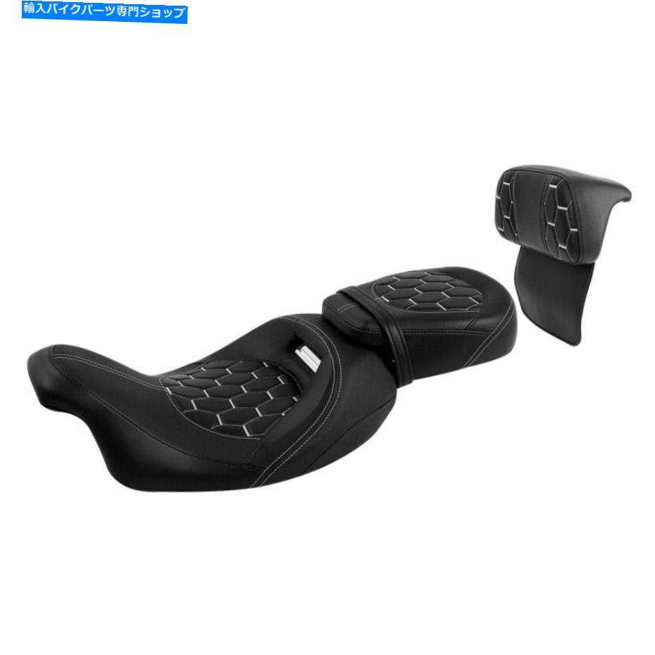 シート ハーレーツーリンググライド2014-2021ブラックのためのドライバー＆助手席座席 Driver & Passenger Seat w/ Backrest Fit For Harley Touring Glide 2014-2021 Black