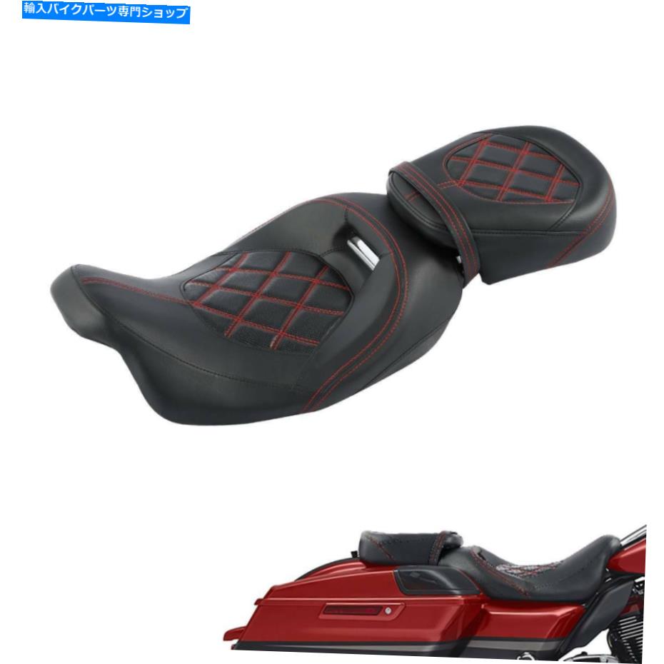 シート ハーレーツーリングロードグライドストリートグライド09-21のための黒の運転席席フィット Black Driver Passenger Seat Fit For Harley Touring Road Glide Street Glide 09-21