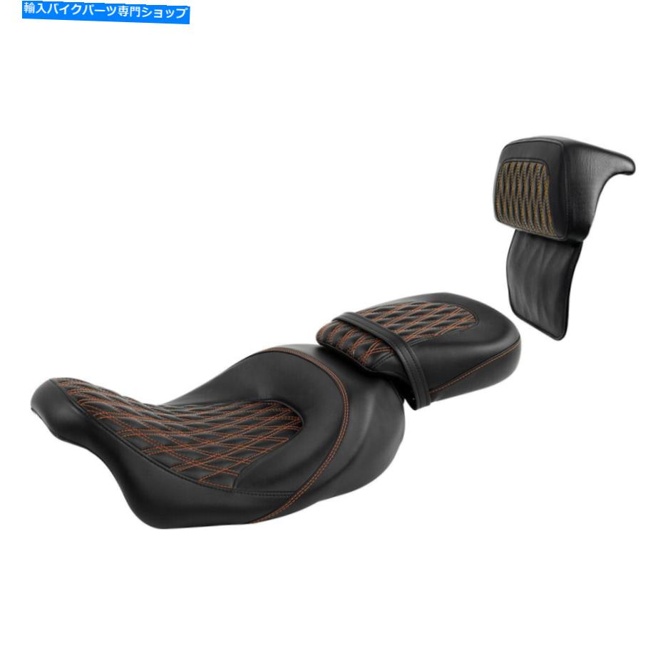 シート ハーレーツーリングロードキング14-21 18のためのドライバーの助手席座＆リアバックレストフィット Driver Passenger Seat & Rear Backrest Fit For Harley Touring Road King 14-21 18