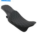 シート ドラッグスペシャリー捕食者2アップシート - ダイヤモンドソーラーレザー(BLK / SLV)0801-1271 Drag Specialties Predator 2-Up Seat - Diamond Solar Leather (Blk/Slv) 0801-1271