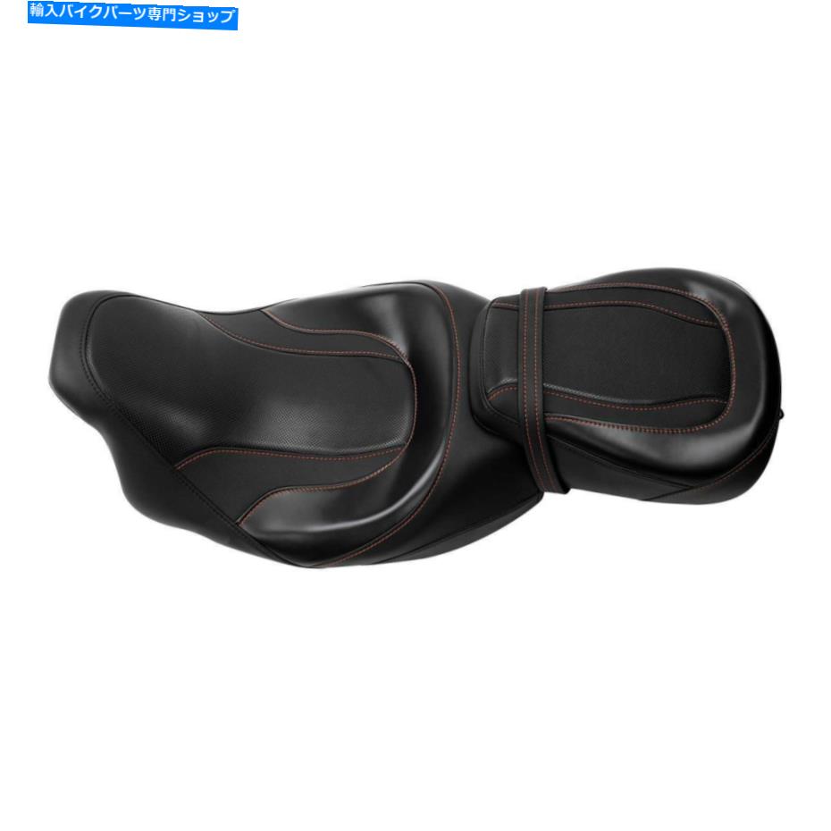 シート ハーレーロードストリートグライド09-20のオレンジステッチドライバ旅客シートフィット Orange Stitching Driver Passenger Seat Fit For Harley Road Street Glide 09-20