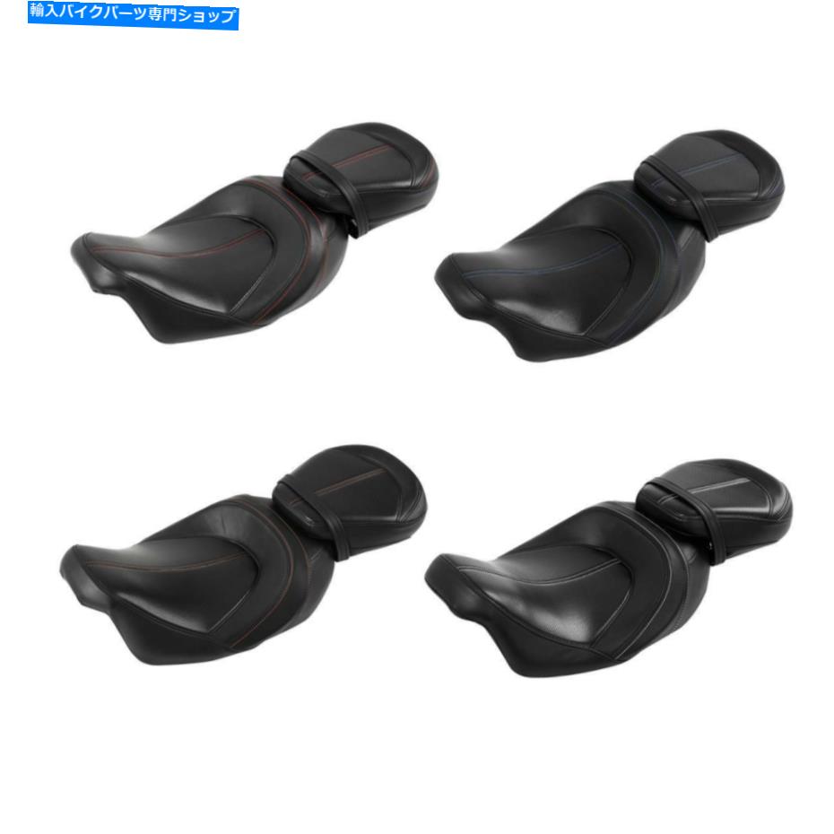 シート 運転席の助手席の座席青/白/オレンジ/赤ステッチ、ハーレーツーリング09-2020 Driver Passenger Seat Blue/White/Orange/Red Stitching For Harley Touring 09-2020