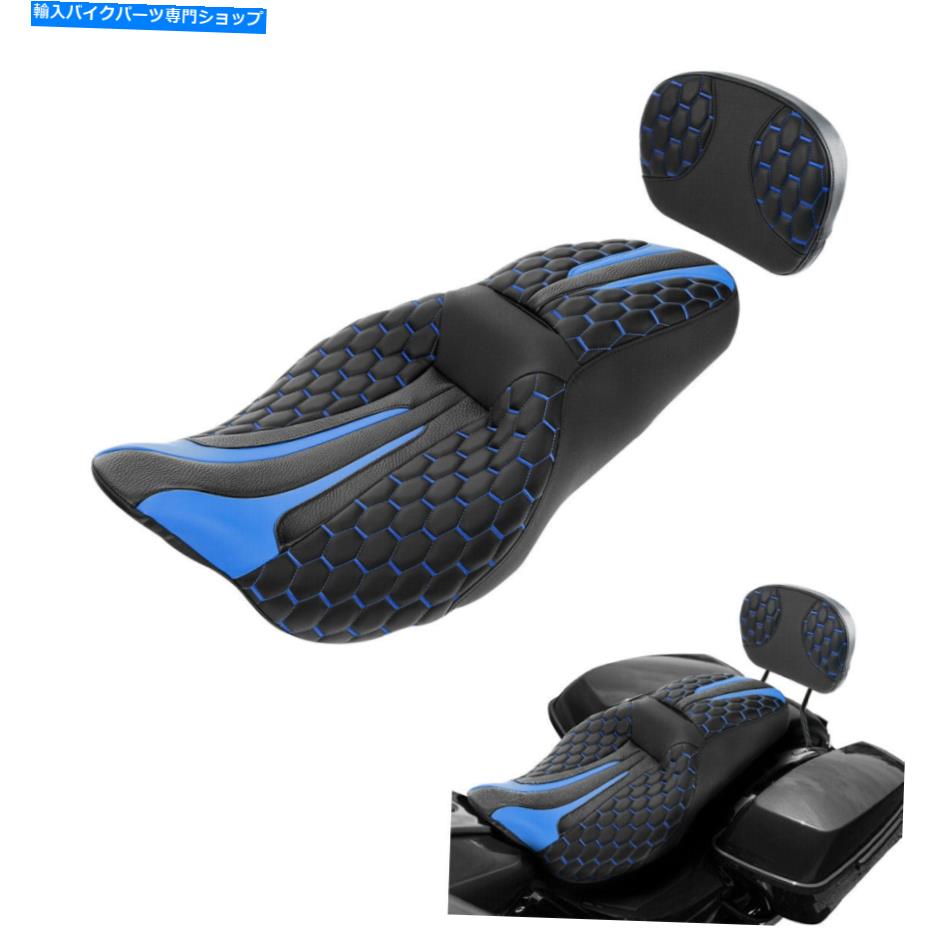 シート ブラックブルーライダーの助手席シーシーバーパッドフィットハーレーロードグライド09-21 19 Black Blue Rider Passenger Seat Sissy Bar Pad Fit For Harley Road Glide 09-21 19