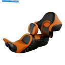 シート ブラックオレンジドライバーの助手席&背もたれがハーレーロードキング2014-2021 Black Orange Driver Passenger Sea...