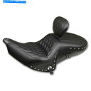 シート マスタング79664ブラックダイヤモンドステッチツーリングシートW / Backrest&Heat 15-18インド Mustang 79664 Bla...